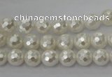 CSB451 15.5 inches 8mm faceted round shell pearl beads