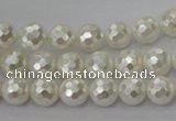 CSB452 15.5 inches 10mm faceted round shell pearl beads