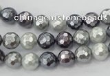 CSB460 15.5 inches 8mm faceted round mixed color shell pearl beads