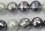 CSB463 15.5 inches 14mm faceted round mixed color shell pearl beads