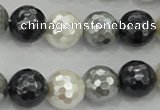 CSB474 15.5 inches 16mm faceted round mixed color shell pearl beads