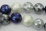 CSB483 15.5 inches 14mm faceted round mixed color shell pearl beads