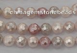 CSB490 15.5 inches 8mm faceted round mixed color shell pearl beads