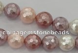 CSB493 15.5 inches 14mm faceted round mixed color shell pearl beads