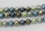 CSB529 15.5 inches 6mm faceted round mixed color shell pearl beads