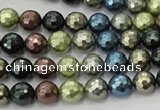 CSB530 15.5 inches 8mm faceted round mixed color shell pearl beads