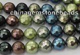 CSB531 15.5 inches 10mm faceted round mixed color shell pearl beads