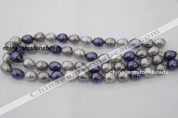 CSB551 15.5 inches 12*15mm whorl teardrop mixed color shell pearl beads