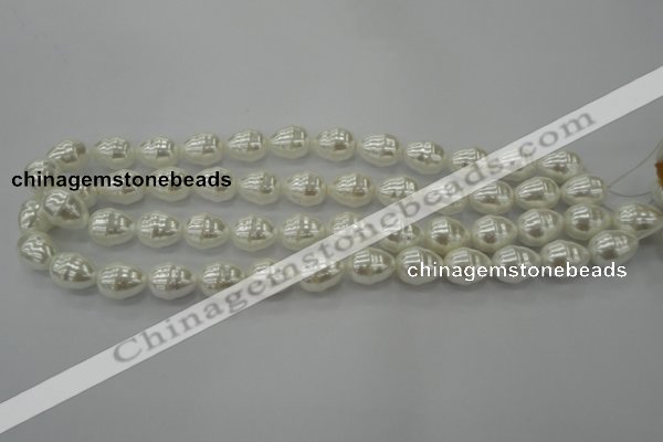 CSB557 15.5 inches 12*15mm whorl teardrop shell pearl beads