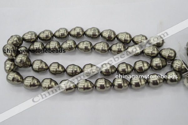 CSB572 15.5 inches 16*19mm whorl teardrop shell pearl beads