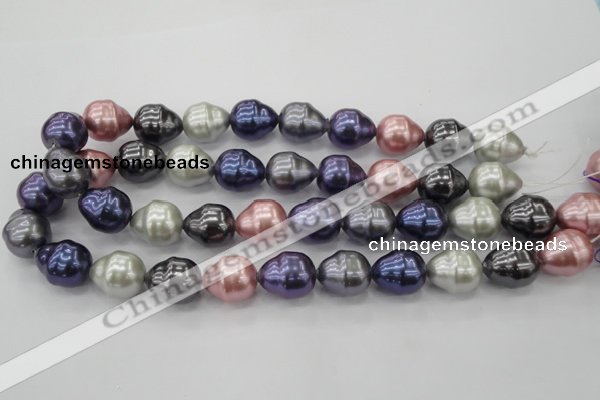 CSB573 15.5 inches 16*19mm whorl teardrop mixed color shell pearl beads