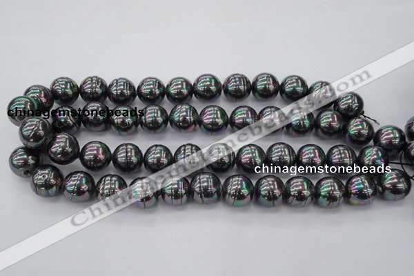 CSB638 15.5 inches 16mm whorl round shell pearl beads