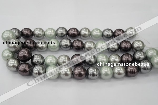 CSB651 15.5 inches 18mm whorl round mixed color shell pearl beads