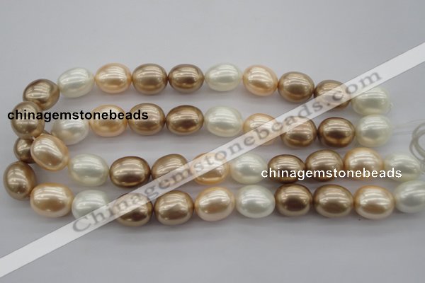 CSB678 15.5 inches 16*19mm oval mixed color shell pearl beads