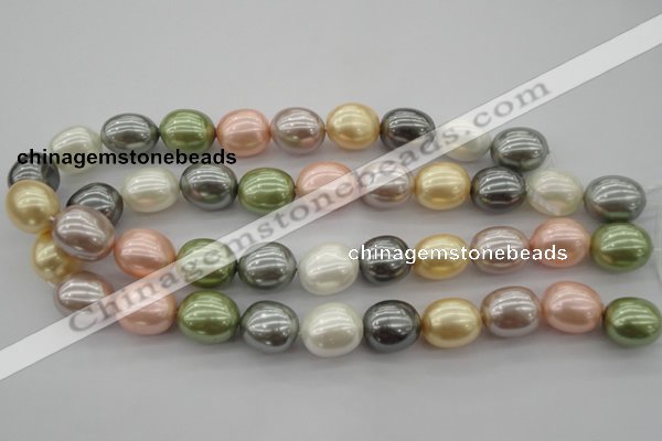 CSB679 15.5 inches 16*19mm oval mixed color shell pearl beads