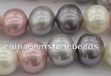 CSB694 15.5 inches 13*15mm oval mixed color shell pearl beads