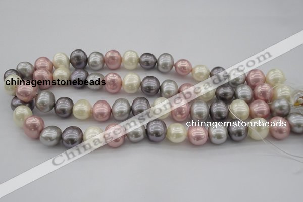 CSB694 15.5 inches 13*15mm oval mixed color shell pearl beads