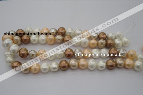 CSB695 15.5 inches 13*15mm oval mixed color shell pearl beads