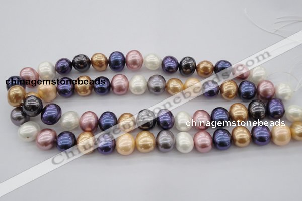 CSB696 15.5 inches 13*15mm oval mixed color shell pearl beads