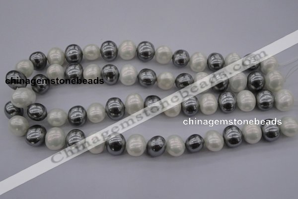 CSB697 15.5 inches 13*15mm oval mixed color shell pearl beads