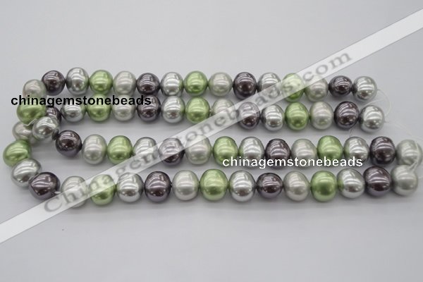 CSB698 15.5 inches 13*15mm oval mixed color shell pearl beads