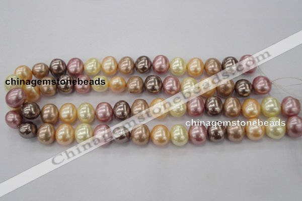 CSB699 15.5 inches 13*15mm oval mixed color shell pearl beads