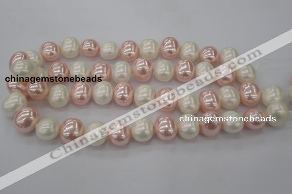 CSB712 15.5 inches 16*19mm oval mixed color shell pearl beads