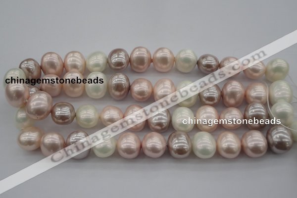 CSB713 15.5 inches 16*19mm oval mixed color shell pearl beads