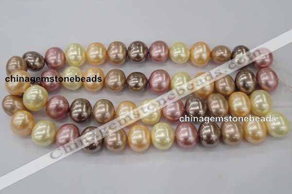 CSB715 15.5 inches 16*19mm oval mixed color shell pearl beads