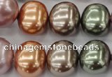 CSB716 15.5 inches 16*19mm oval mixed color shell pearl beads