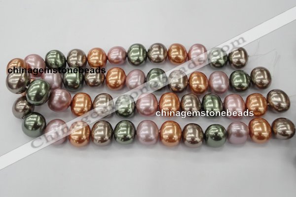 CSB716 15.5 inches 16*19mm oval mixed color shell pearl beads