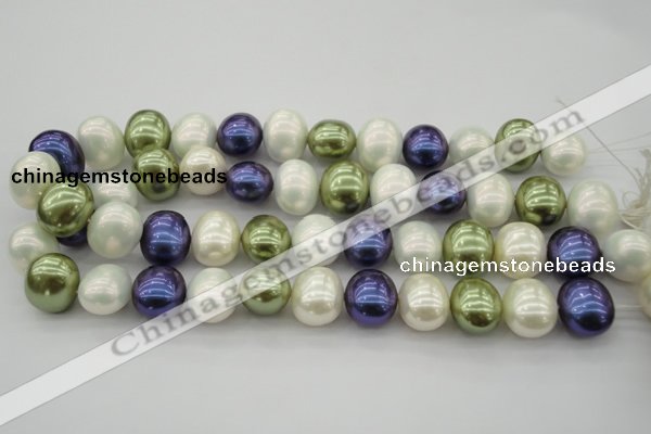 CSB717 15.5 inches 16*19mm oval mixed color shell pearl beads