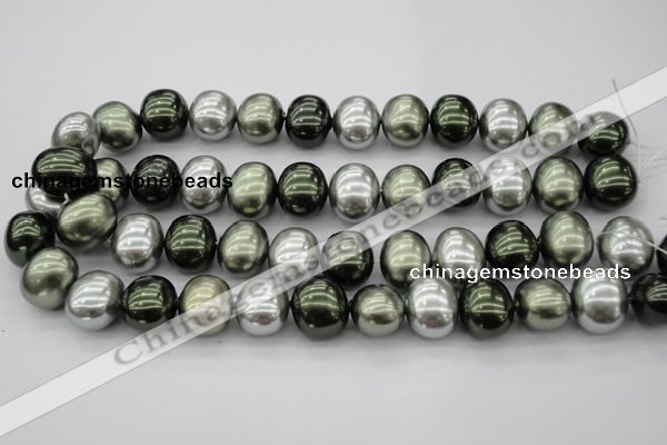 CSB718 15.5 inches 16*19mm oval mixed color shell pearl beads