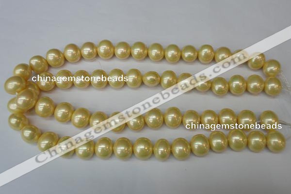 CSB808 15.5 inches 13*15mm oval shell pearl beads wholesale