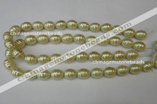 CSB887 15.5 inches 13*16mm whorl teardrop shell pearl beads wholesale