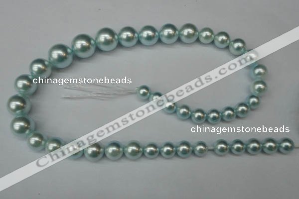 CSB922 15.5 inches 8mm - 14mm round shell pearl beads wholesale