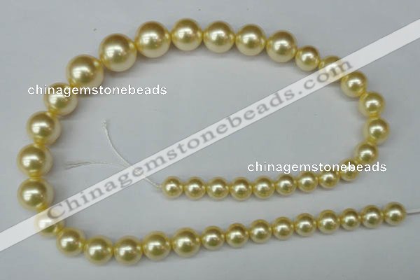 CSB923 15.5 inches 8mm - 14mm round shell pearl beads wholesale