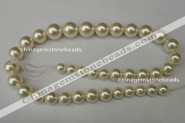 CSB931 15.5 inches 8mm - 16mm round shell pearl beads wholesale