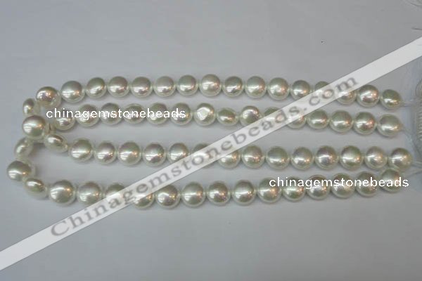 CSB940 15.5 inches 12mm flat round shell pearl beads wholesale