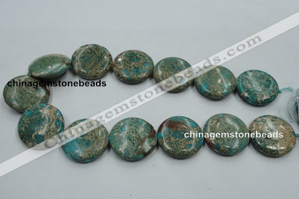 CSE08 15.5 inches 30mm flat round natural sea sediment jasper beads