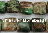 CSE115 15.5 inches 16*16mm square dyed natural sea sediment jasper beads