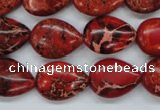 CSE174 13*18mm flat teardrop dyed natural sea sediment jasper beads