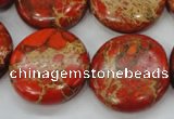 CSE195 15.5 inches 25mm flat round dyed natural sea sediment jasper beads