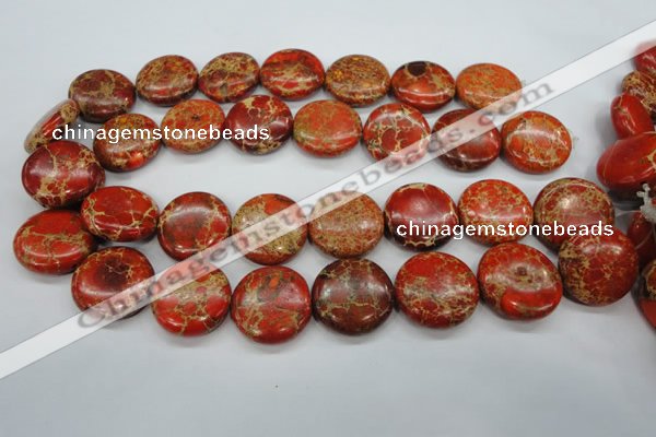 CSE195 15.5 inches 25mm flat round dyed natural sea sediment jasper beads