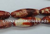 CSE208 15.5 inches 10*30mm rice dyed natural sea sediment jasper beads