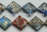 CSE54 15.5 inches 16*16mm diamond dyed natural sea sediment jasper beads