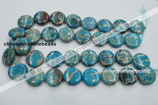 CSE65 15.5 inches 25mm flat round dyed natural sea sediment jasper beads