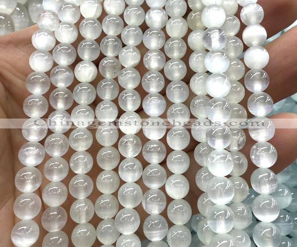 CSE650 15 inches 6mm round selenite beads wholesale