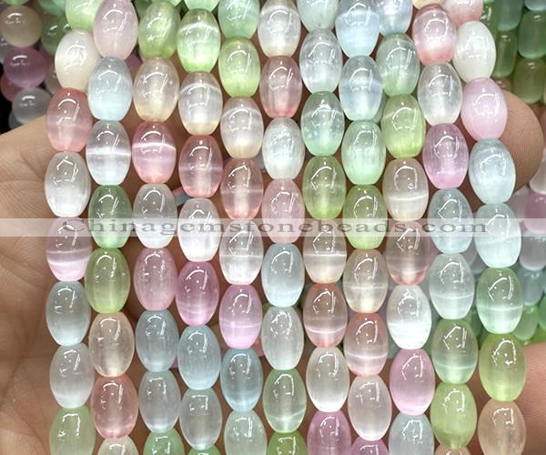 CSE764 15 inches 6*9mm rice colorful selenite beads wholesale