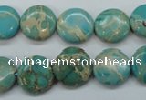 CSE84 15.5 inches 14mm flat round dyed natural sea sediment jasper beads